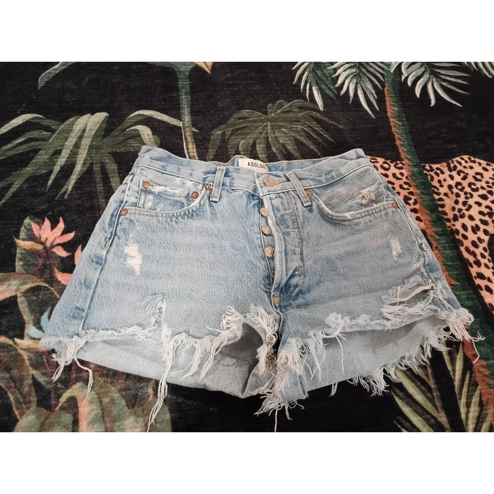 Agolde Parker Jean Shorts Women's Size 24 Fringe Button Fly Festival